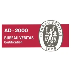 Certificado AD2000 emitido por Bureau Veritas para Kalfrisa en cumplimiento con normativa alemana de recipientes a presión