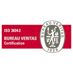Sello de Bureau Veritas que certifica a Kalfrisa bajo la norma ISO 3834-2 para soldadura de materiales metálicos